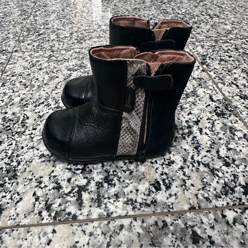 Geox Black Toddler Leather Booties Size 4